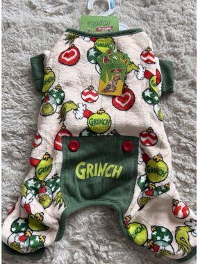 Dr. Seuss The Grinch Dog Pet Pajamas One Piece Size S Small Christmas Ornaments